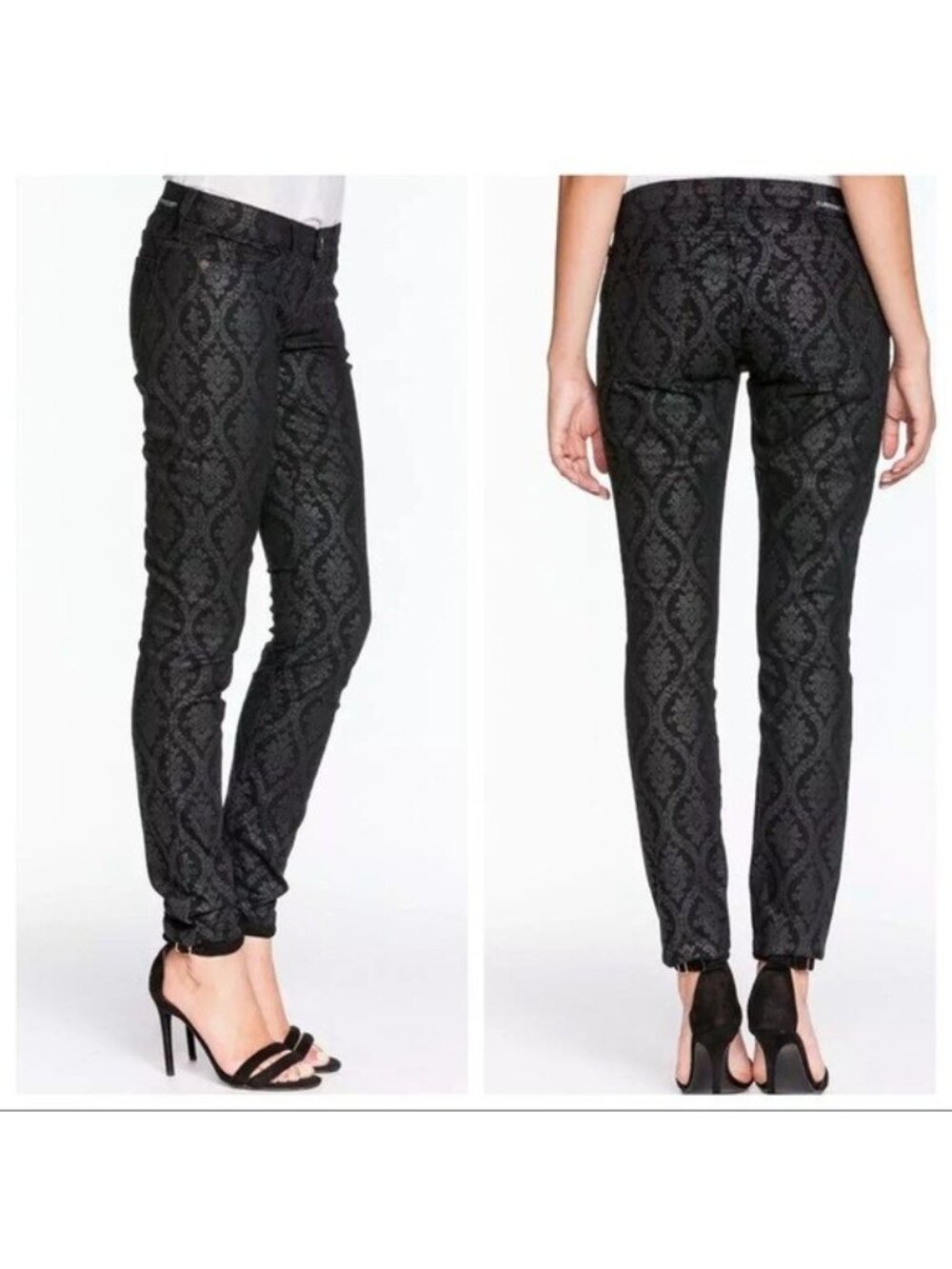 Current Elliott Black Brocade coated The Ankle Skinny Jeans - Size 29